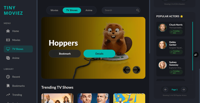 TinyMoviez Dashboard